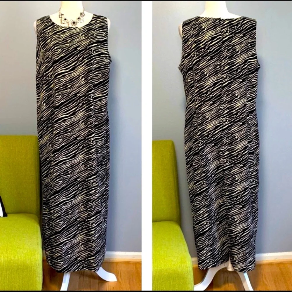 Studio I Sheath Dress sz 12 New with Tags Long Black white zebra - Picture 2 of 15